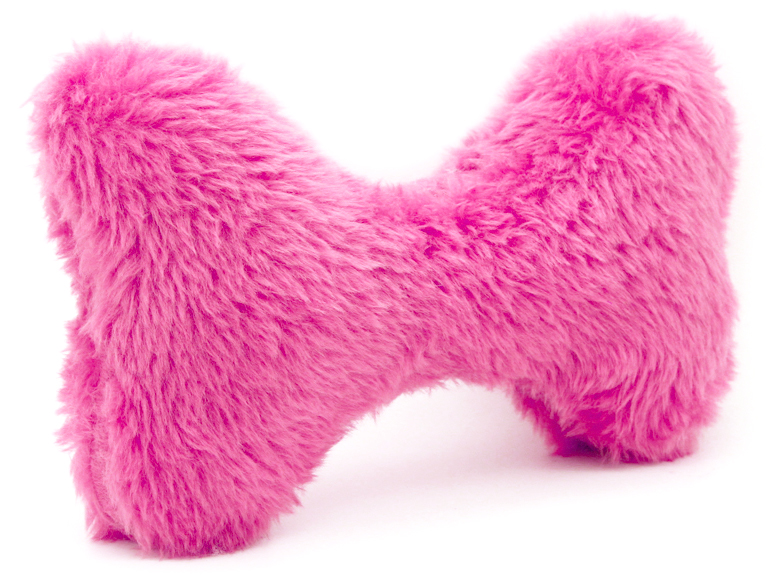 Brinquedo Para Cachorro Osso De Pelucia Rosa Sem Efeito Sonoro