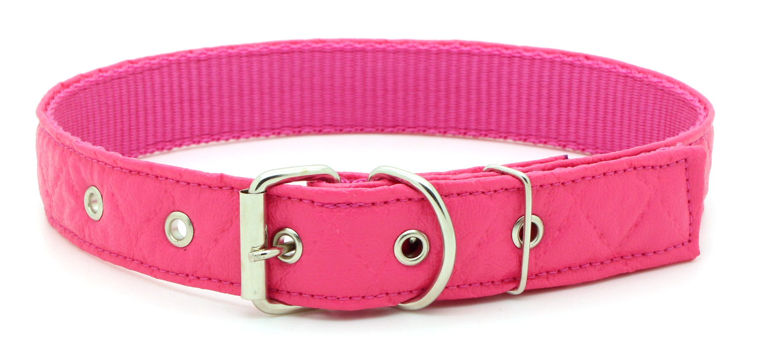 Coleira para Cachorro Grande - Nylon e Courino Matelassê Macio Rosa Pink -  Pet Elegante
