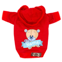 Blusa Cute Bear - Personalizada-Vermelho-Peso Indicado: 1 a 2,5Kg