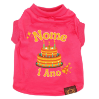 Camiseta Birthday- Personalizada-Rosa Pink-Peso Indicado: 2,5 a 4,5Kg