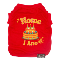 Camiseta Birthday- Personalizada-Vermelho-Peso Indicado: 20 a 30 Kg