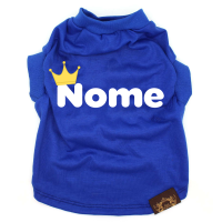 Camiseta Funny - com o Nome do Pet Bordado-Azul Escuro-Peso Indicado: 2,5 a 4,5Kg
