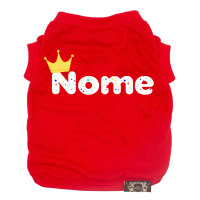 Camiseta Funny - com o Nome do Pet Bordado-Vermelho-Peso Indicado: 10 a 15Kg