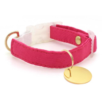 Coleira de Gato Basic - com Pingente Dourado-Rosa Pink-Micro