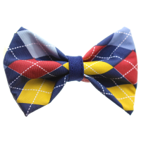 Gravata Borboleta em Algodão com Elástico - Azul Marinho Losangos Coloridos