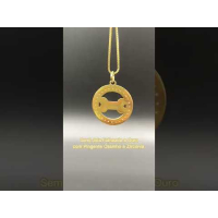 Semi Joia Folheada a Ouro - Colar Pingente Medalha com Ossinho e Zircônia - Belo Pet