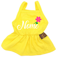 Vestido Bonequinha Florida - com Nome da Pet-Amarelo-Peso Indicado: 2,5 a 4,5Kg
