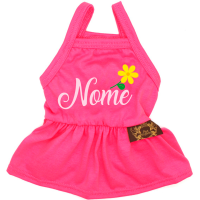 Vestido Bonequinha Florida - com Nome da Pet-Rosa Pink-Peso Indicado: 2,5 a 4,5Kg