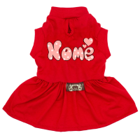 Vestido Love - com Nome da Pet-Vermelho-Peso Indicado: 2,5 a 4,5Kg