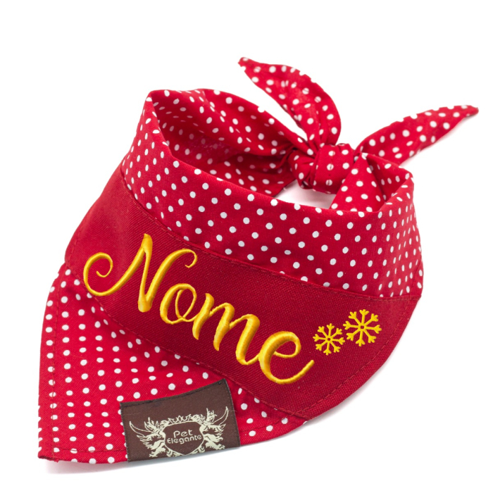 Bandana Floquinhos de Neve - Bordado com Nome - Coleção Natalina
