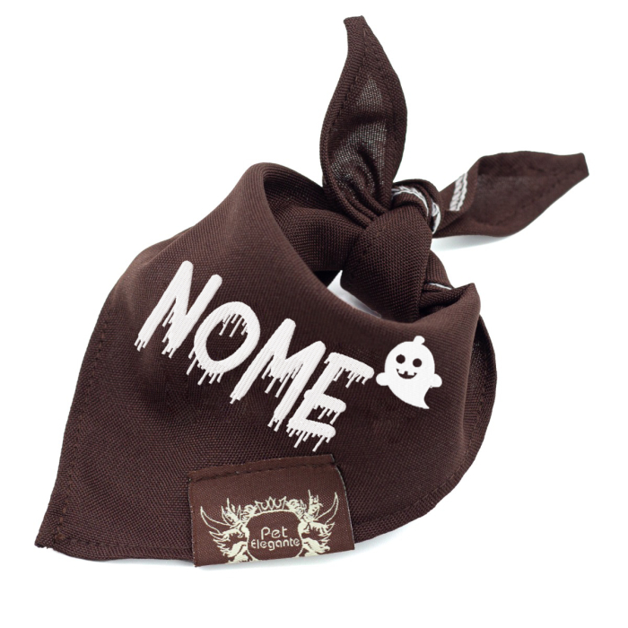 Bandana Marrom Fantasminha - Bordado com Nome - Coleção Halloween