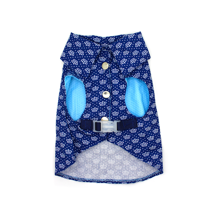 Camisa Grande Azul e Branco Coroas - Belo Pet