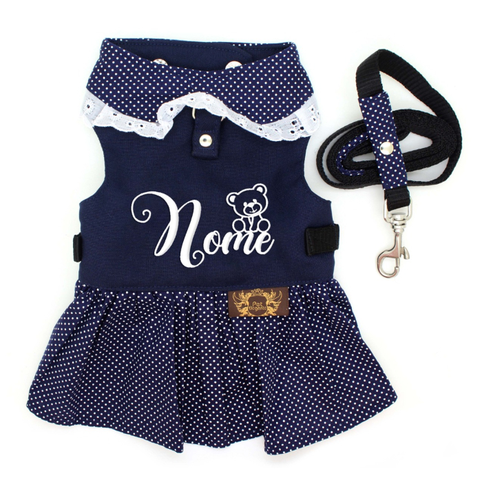 Vestido com Guia Ursinha - Bordado com o Nome