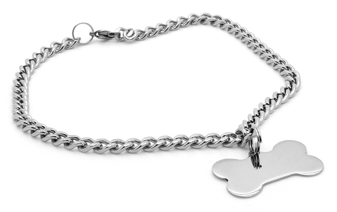 corrente para cachorro em aço inox com pingente de identificação